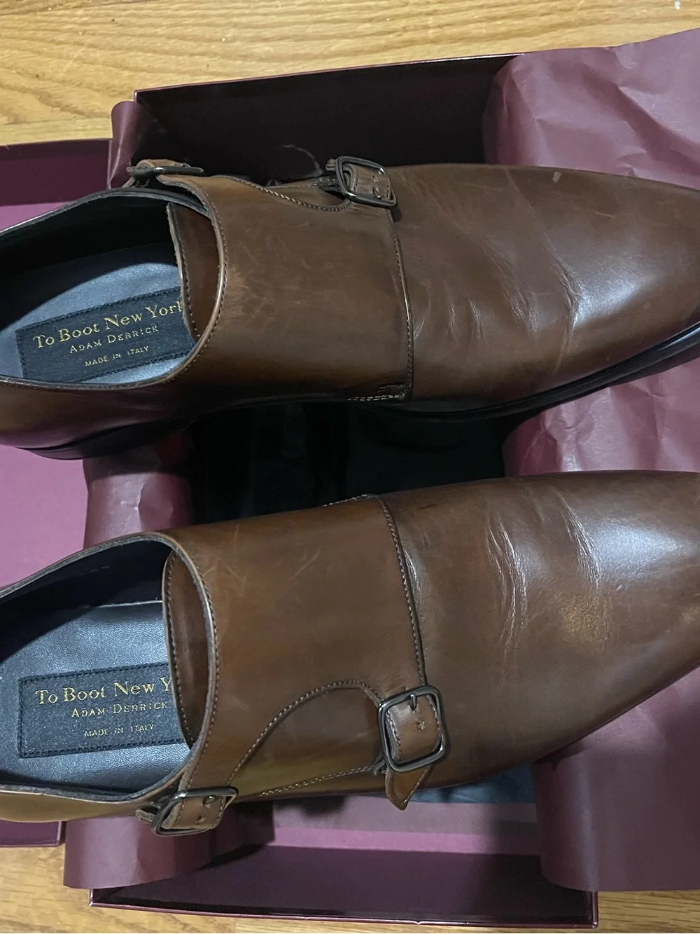 NWB To Boot NY Brown Double Monk Strap Leather Dress Shoes Sz 10.5